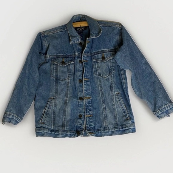 The Childrens Place Denim Youth Girl's Blue Cotton Blend Jeans Jacket Sz L 10-12 - Picture 1 of 10